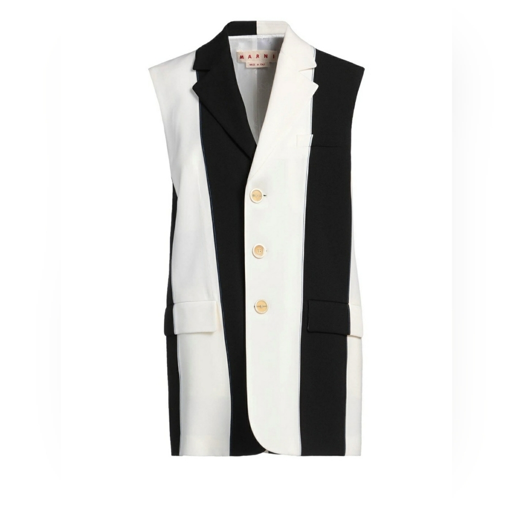 Marni black and white 100% wool pinstripe vest size 4